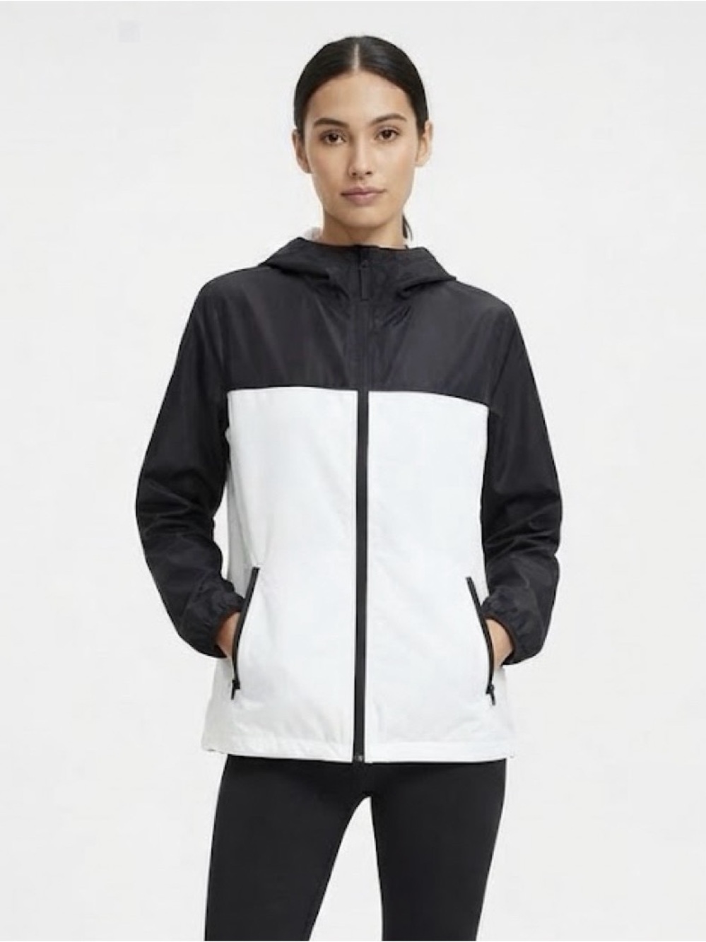 H&M Black and White Colorblock Windbreaker Jacket